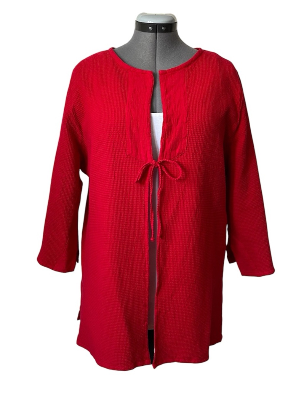 Dunes Waffle Cotton tie front topper cardigan jacket XL